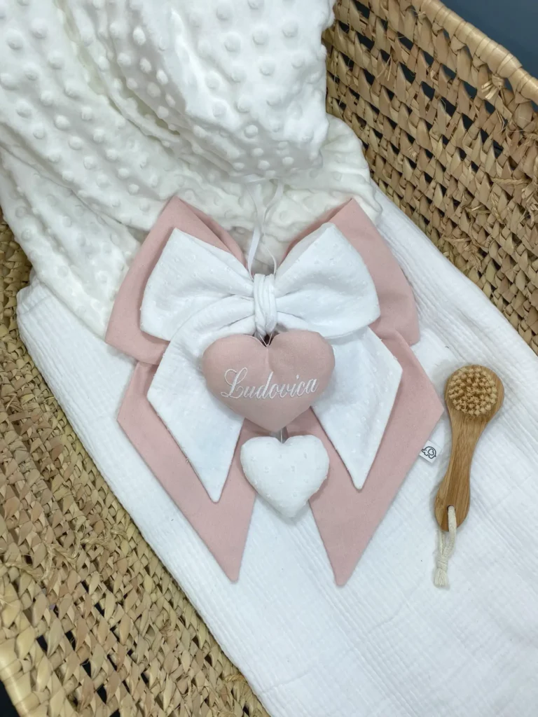 Mini fiocco nascita doppio bicolore rosa