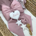 Fiocco nascita grande personalizzato rosa antico