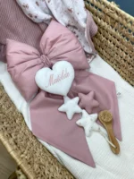 Fiocco nascita grande personalizzato rosa antico