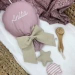 Fiocco nascita a palloncino rosa antico con nome