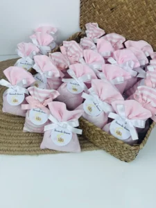 Sacchetti portaconfetti bimba in cotone rosa