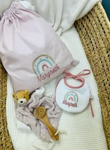 Sacco asilo personalizzato bimba rosa con ricamo nome