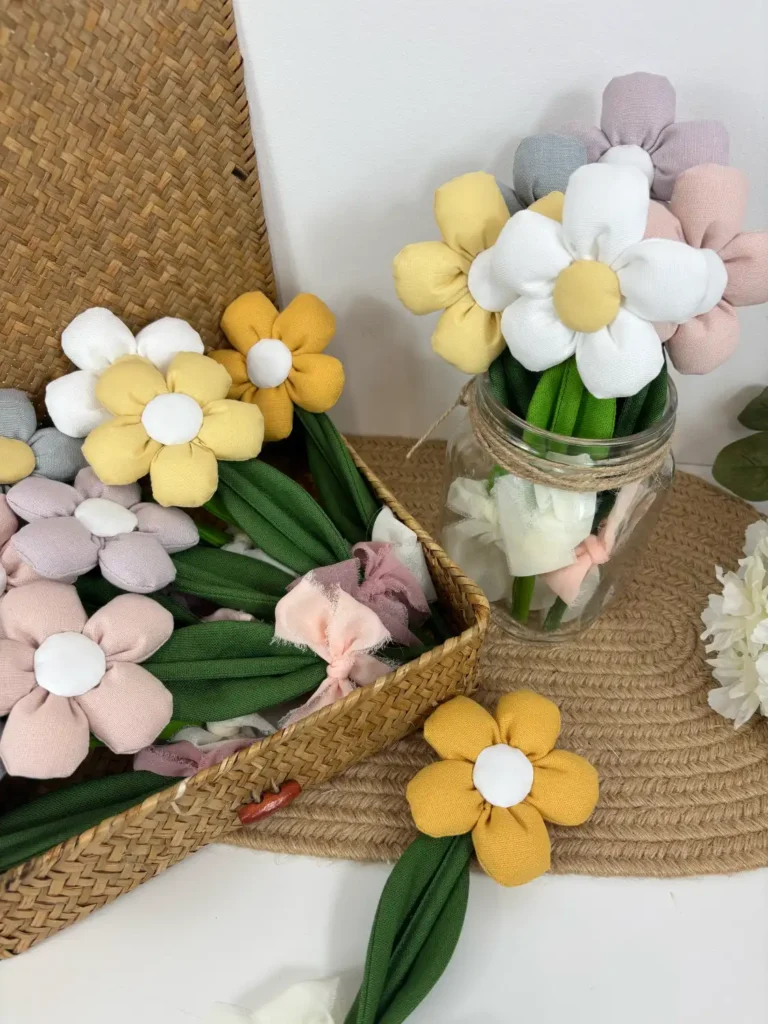 bomboniere fiori in stoffa artigianali