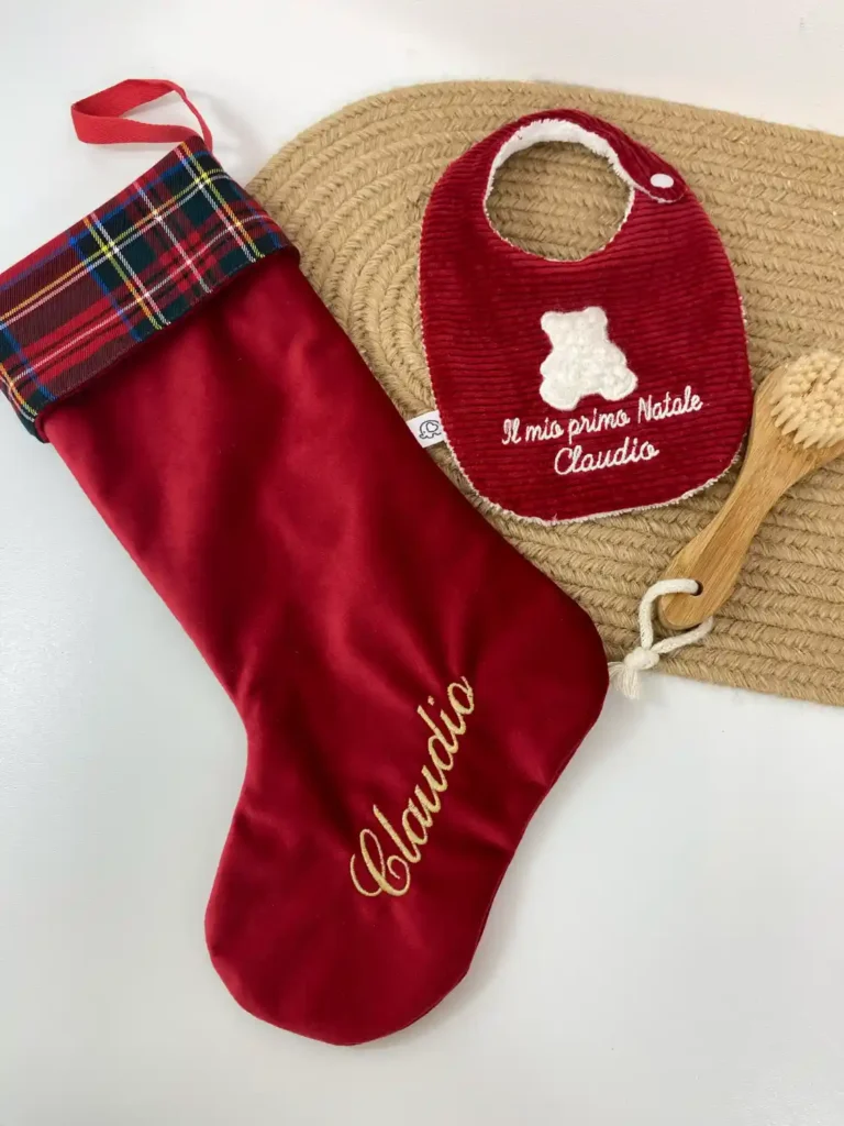 bavaglini natalizi personalizzati con nome velluto