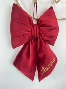 Fiocco Natale velluto personalizzato rosso con nome