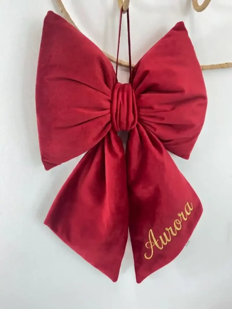 Fiocco Natale velluto personalizzato rosso con nome